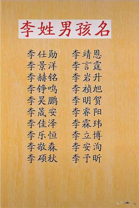 李名字男|李姓男孩名字2022年名字大全